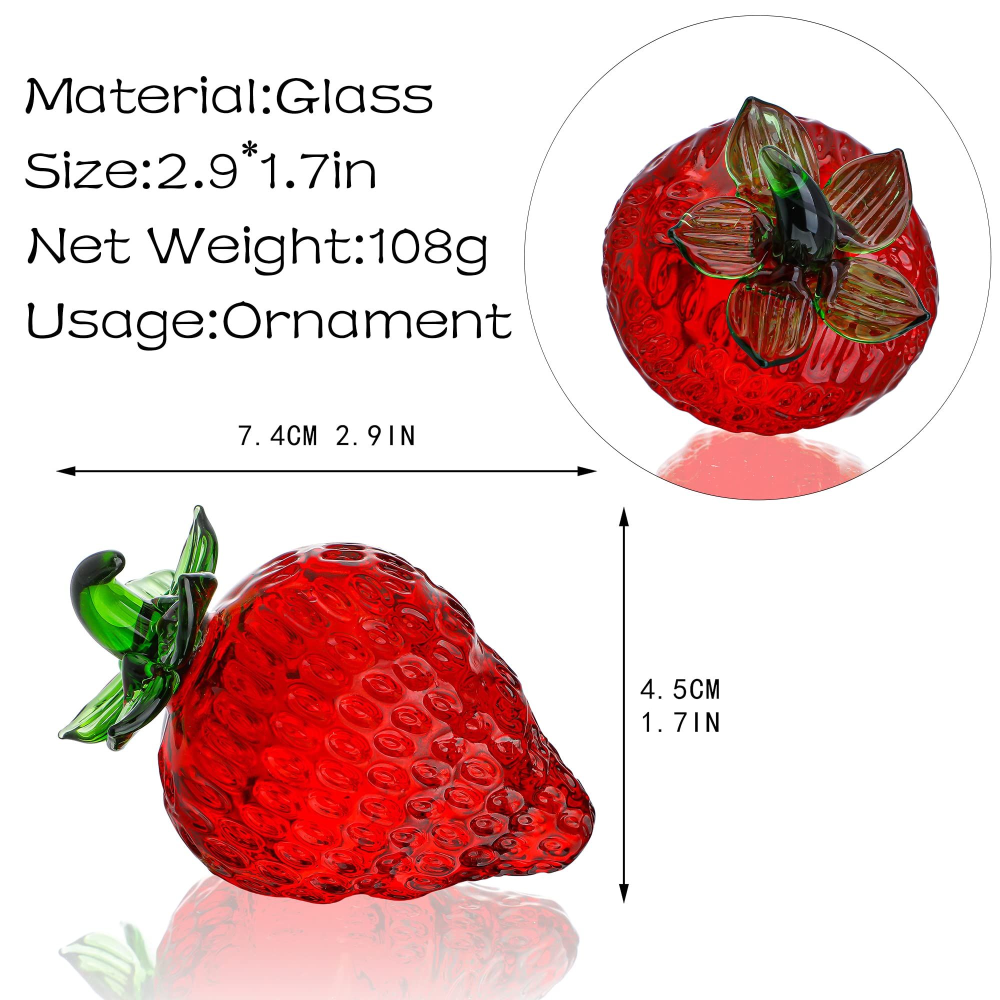 Glass Red Strawberry Figurine Crystal Fruit Collectibles Art Glass Fruits view 4
