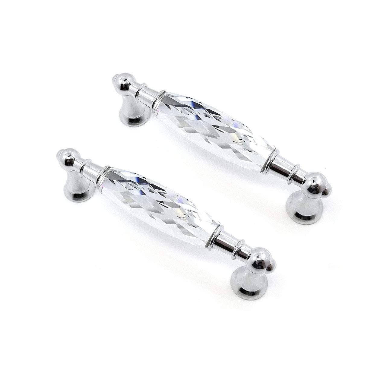 2Pcs Crystal Drawer Pulls Handles 3.75'' Hole to Hole Clear Glass Cabinet
