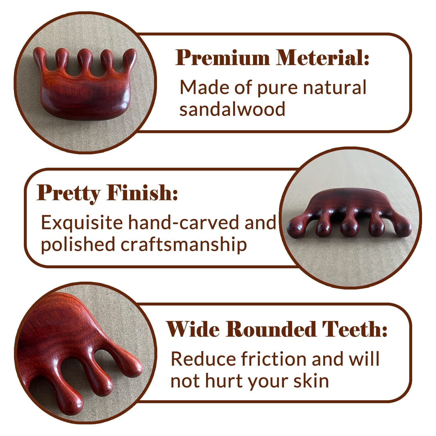 Wooden Massage Comb Gua Sha Wide Tooth Comb for Head Scalp view 3