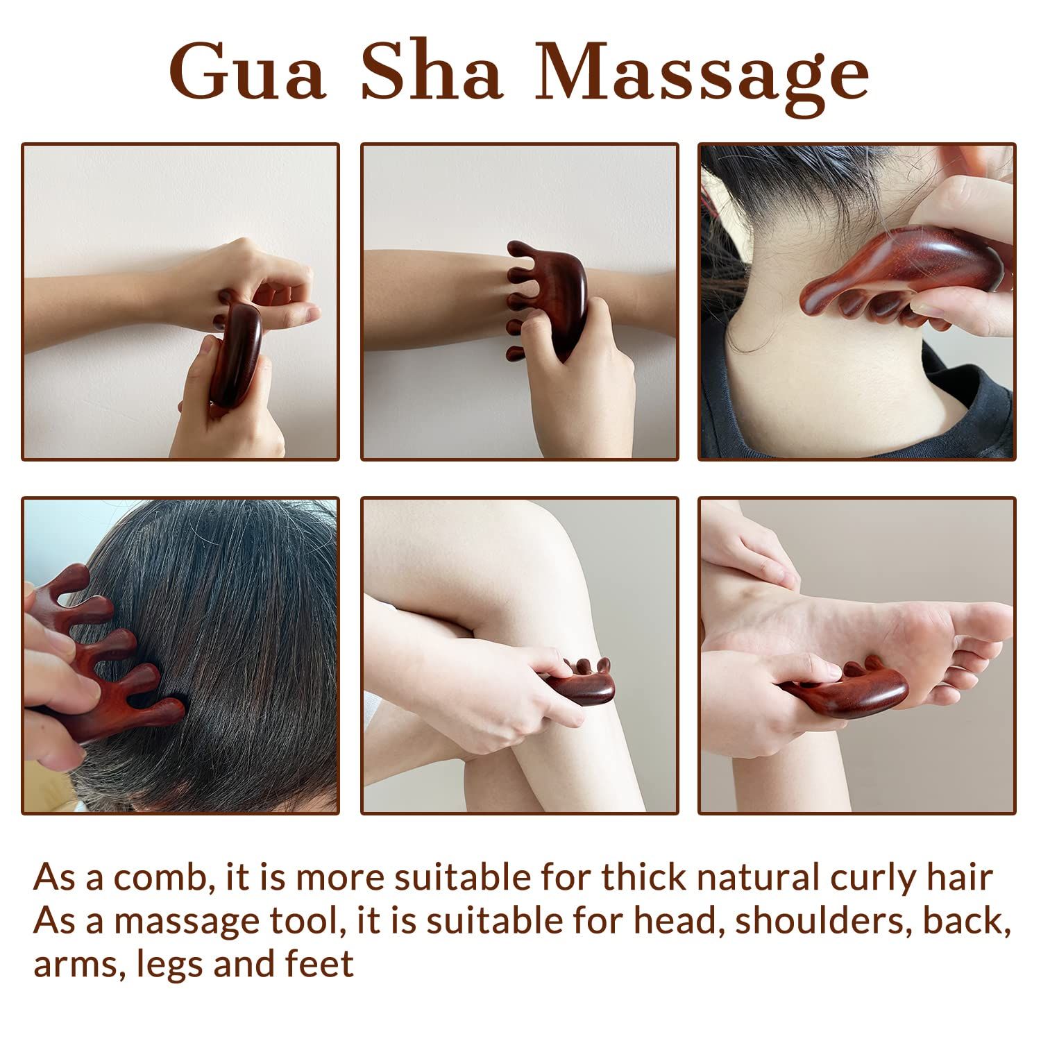 Wooden Massage Comb Gua Sha Wide Tooth Comb for Head Scalp view 4