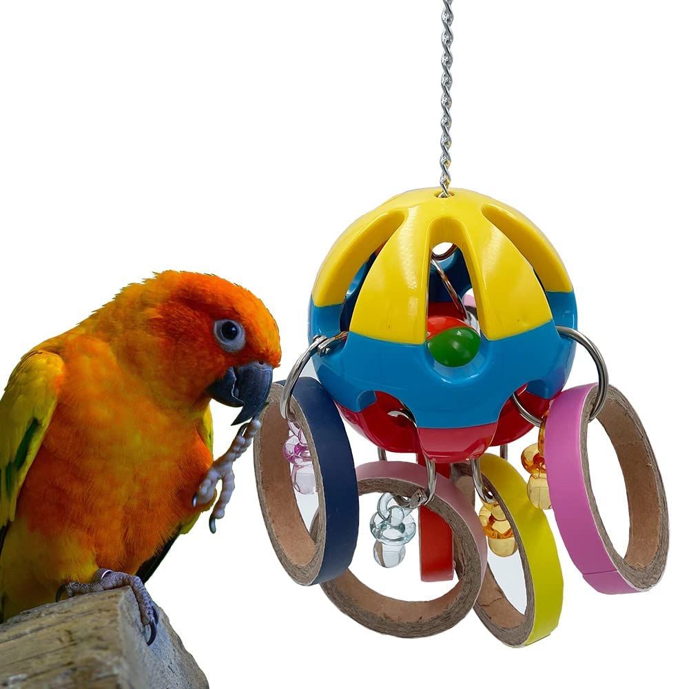 Bird Parrot Plastic Ball Toys with Colorful Cardboard Bagel and Acrylic — image 1