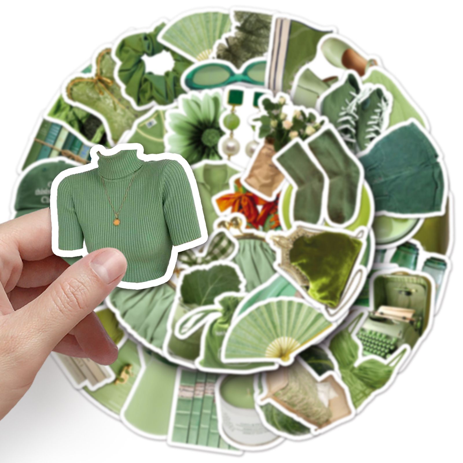 Green Plant Stickers Aesthetic 50pcs Waterproof Laptop Stickers Decals for view 4