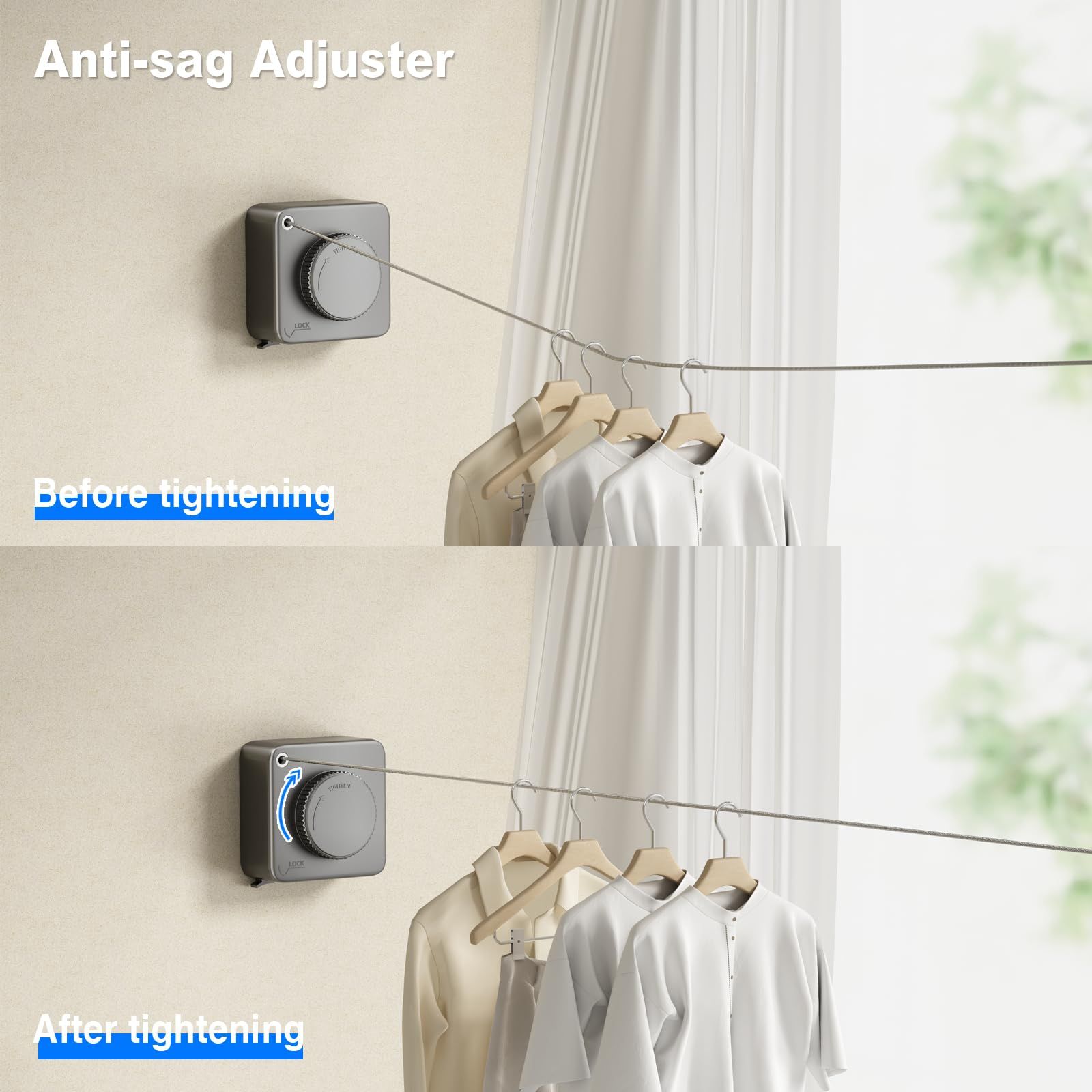 Retractable Clothesline , Outdoor Clothes Line Retracting Heavy Duty Clothes view 3