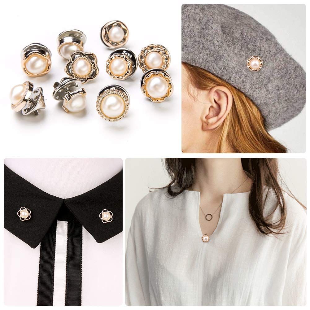 10-Pack Women Shirt Brooch Buttons Lapel Pins Novelty Suit Vest Safety Buckle view 3