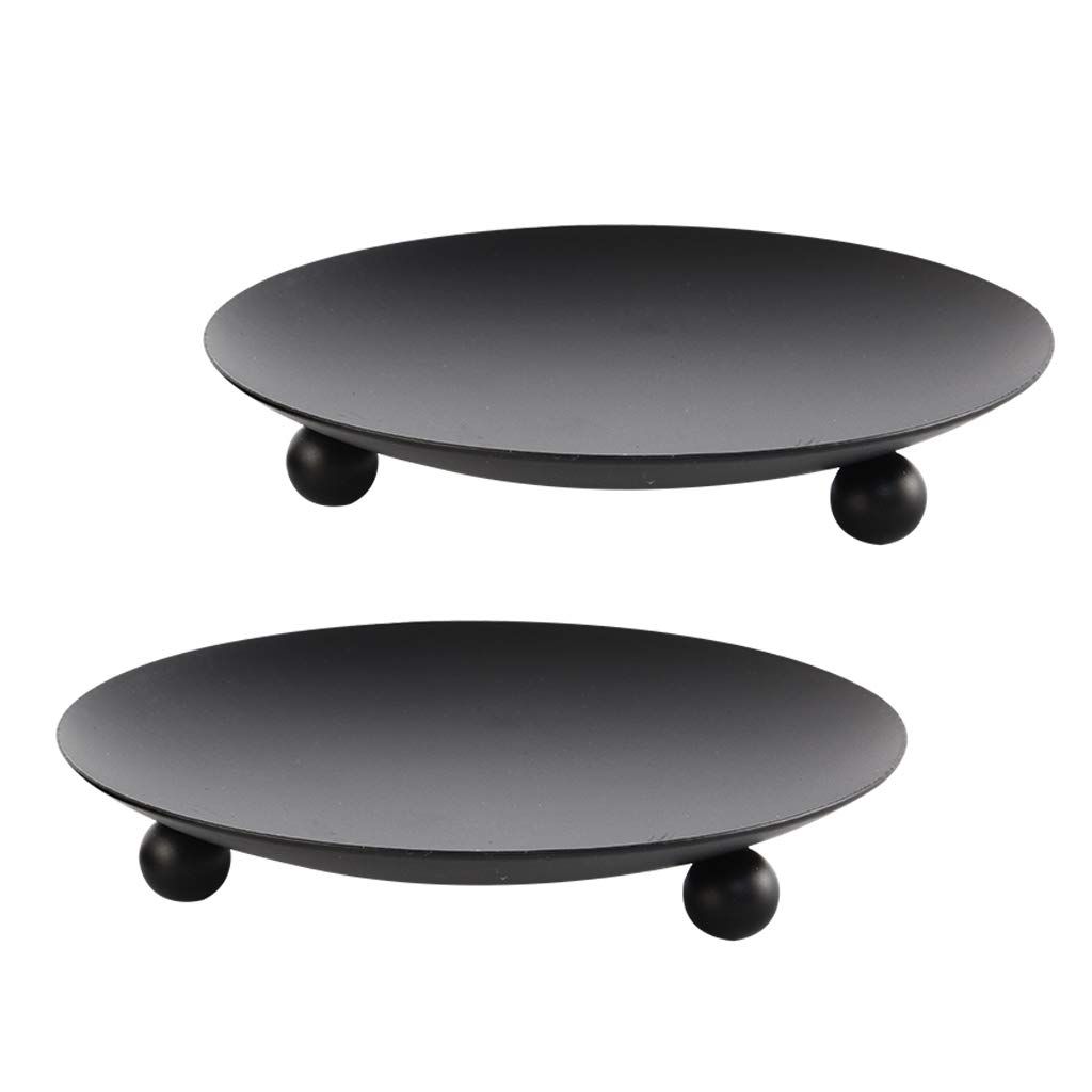 Black Iron Plate Candle Holder — image 1