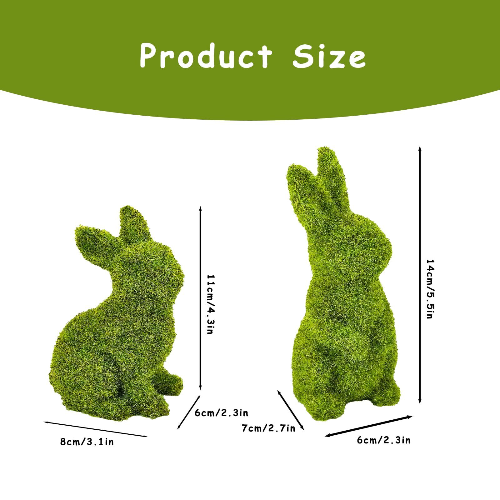 Easter Bunny Decor, Flocked Bunny Moss Bunnies Spring Decor Resin Rabbit view 3