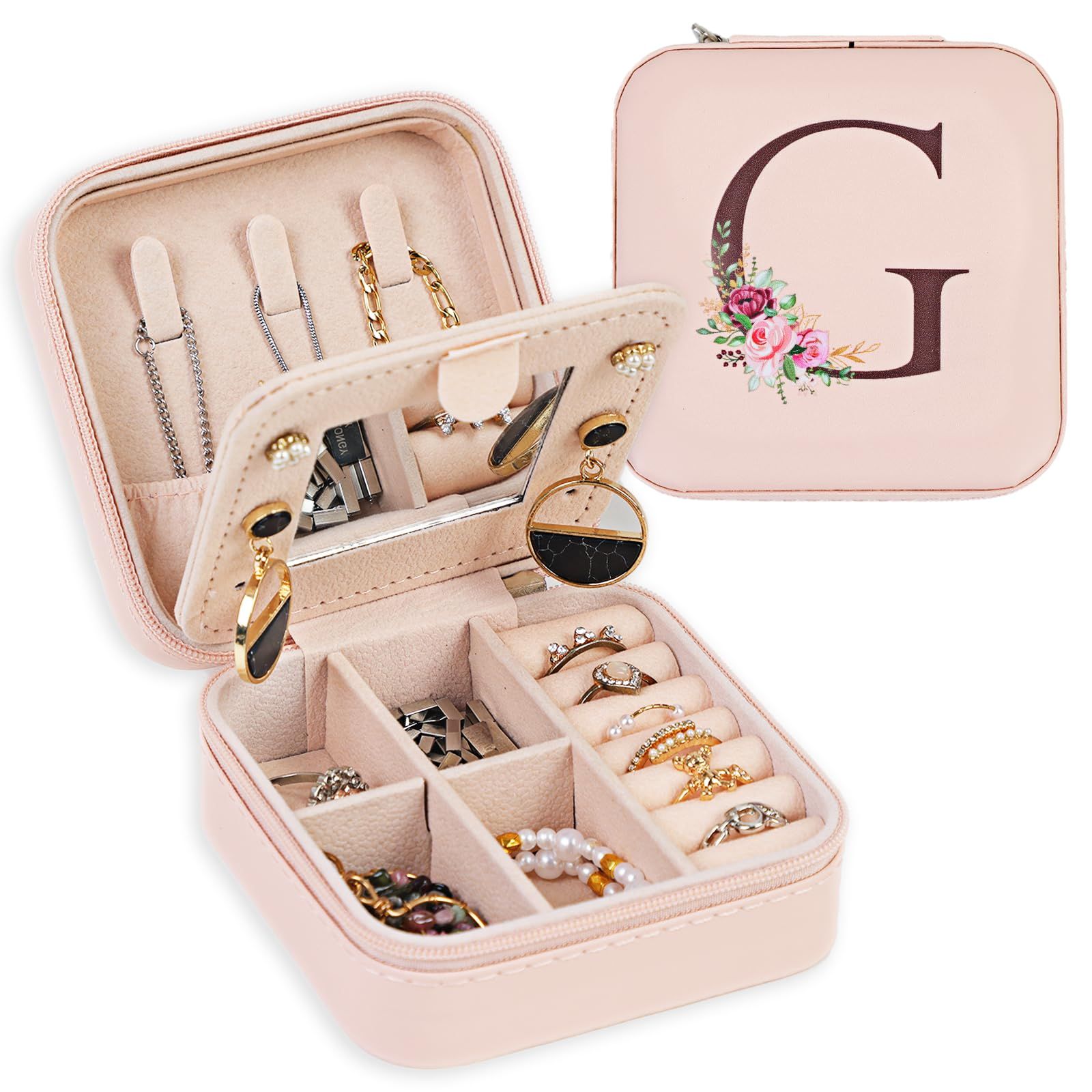Travel Jewelry Box with Mirror for Women Girls
