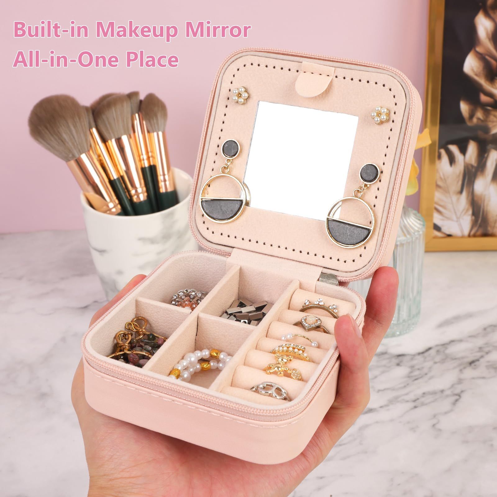 Travel Jewelry Box with Mirror for Women Girls view 4