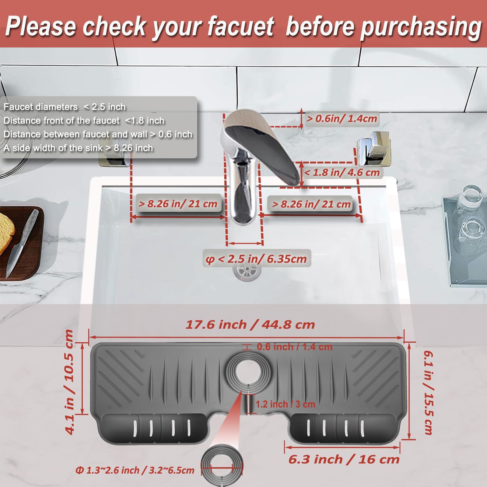 Silicone Kitchen Sink Splash Guard view 5