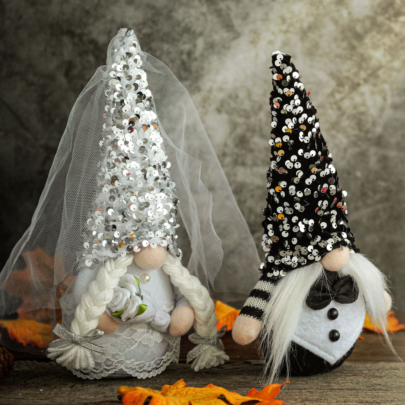 Wedding Dress Bride and Groom Plush Decor view 2