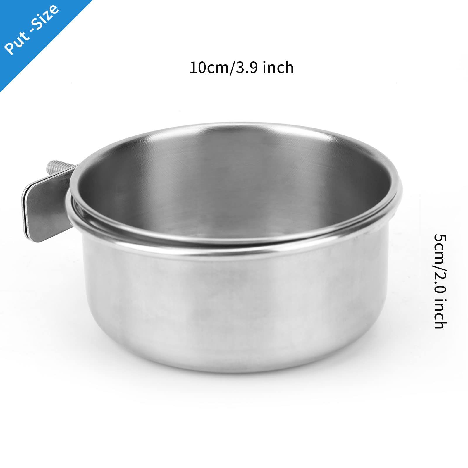 2pcs Stainless Steel Bird Bowls with Clamp view 3