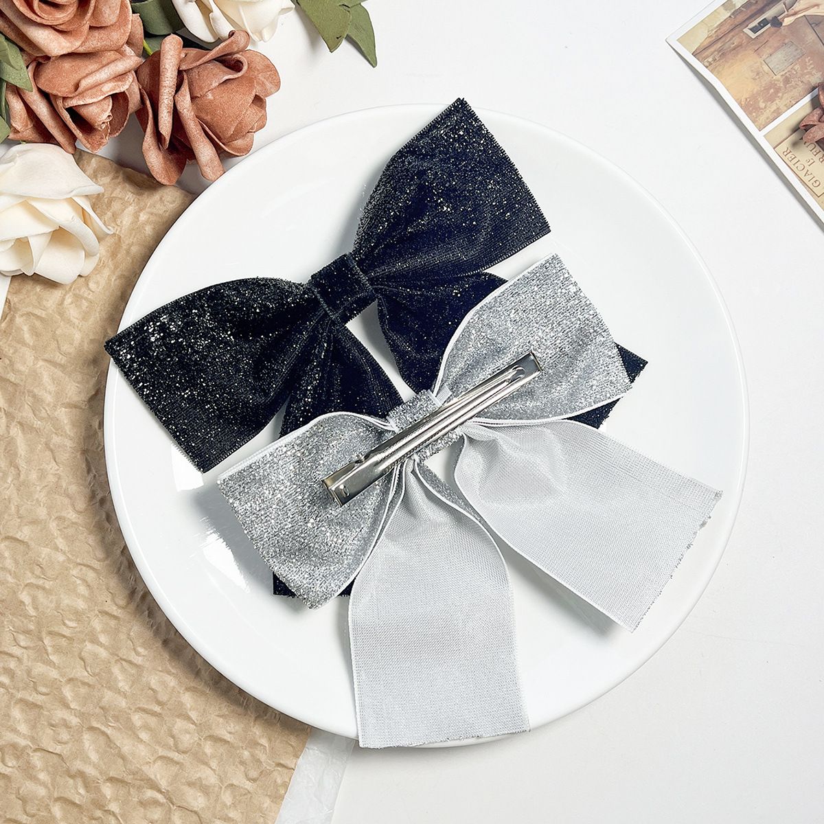 Large Glitter Cheer Hair Bows Clip for Girls and woman - Sparkling Girls view 2