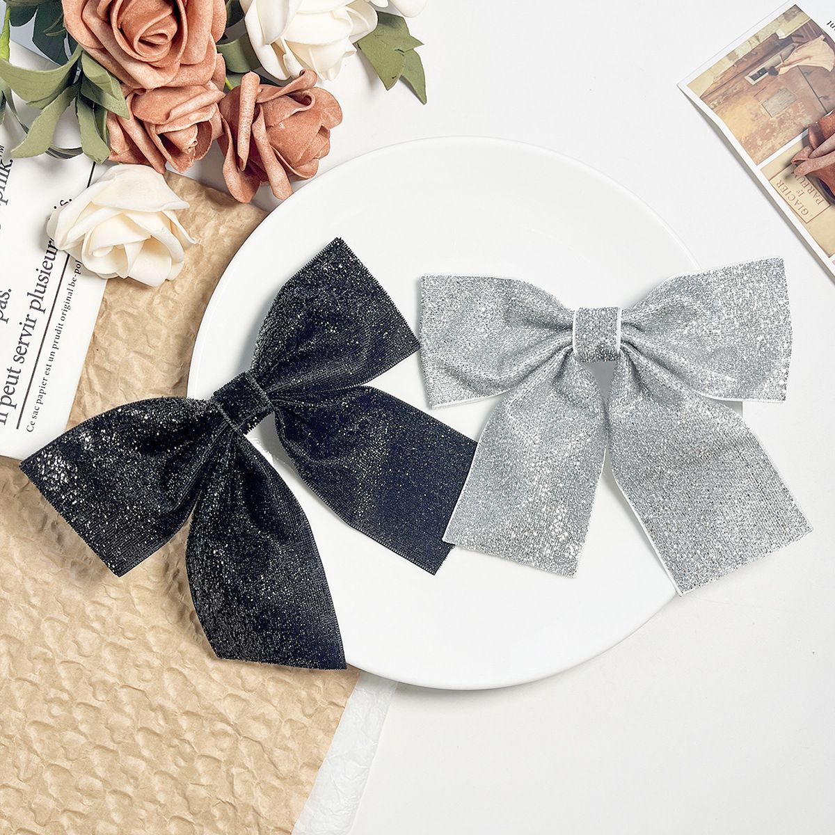 Large Glitter Cheer Hair Bows Clip for Girls and woman - Sparkling Girls view 4