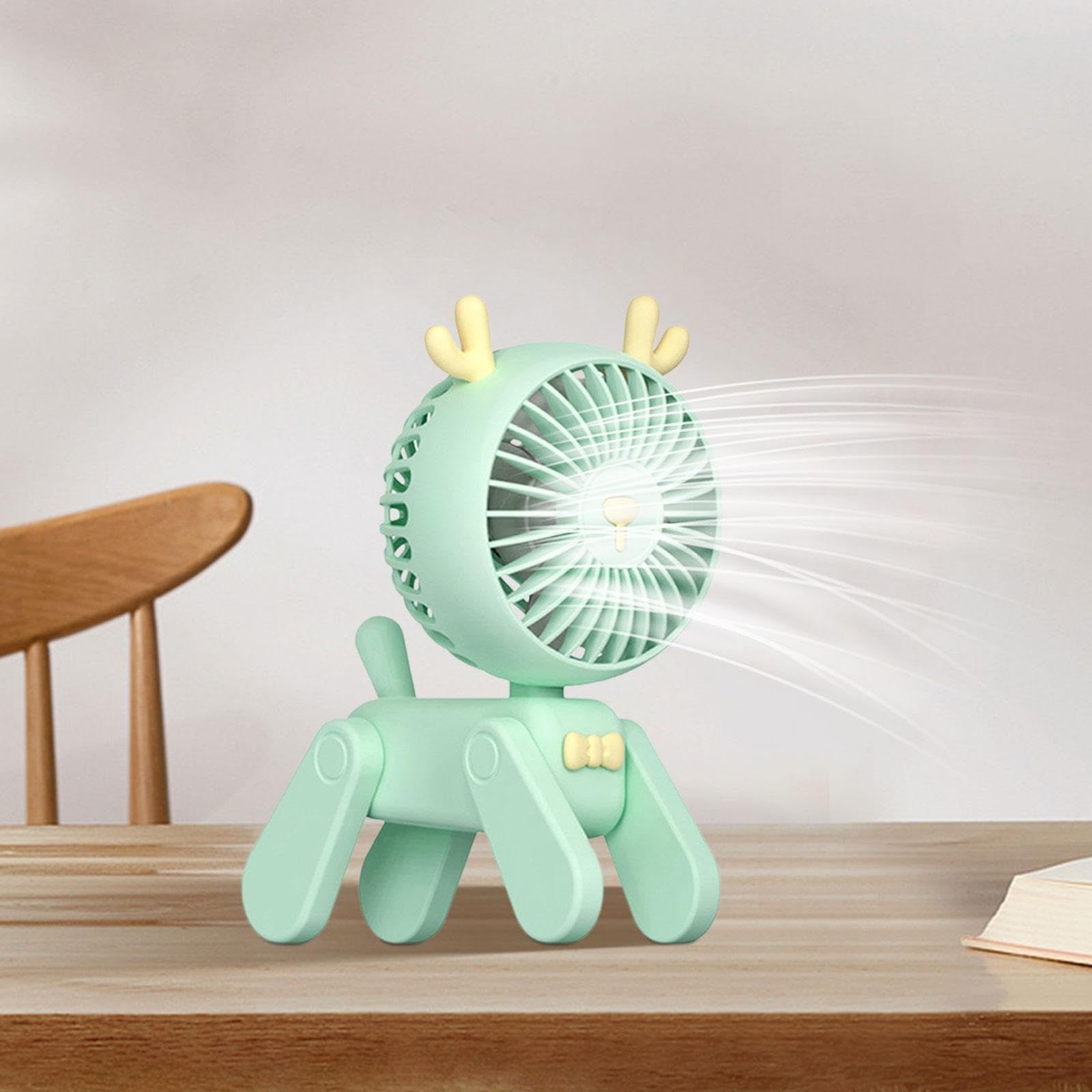 Small Desk Fan Personal Fan 3 Speeds Lovely Creative Adjustable Rechargeable view 3
