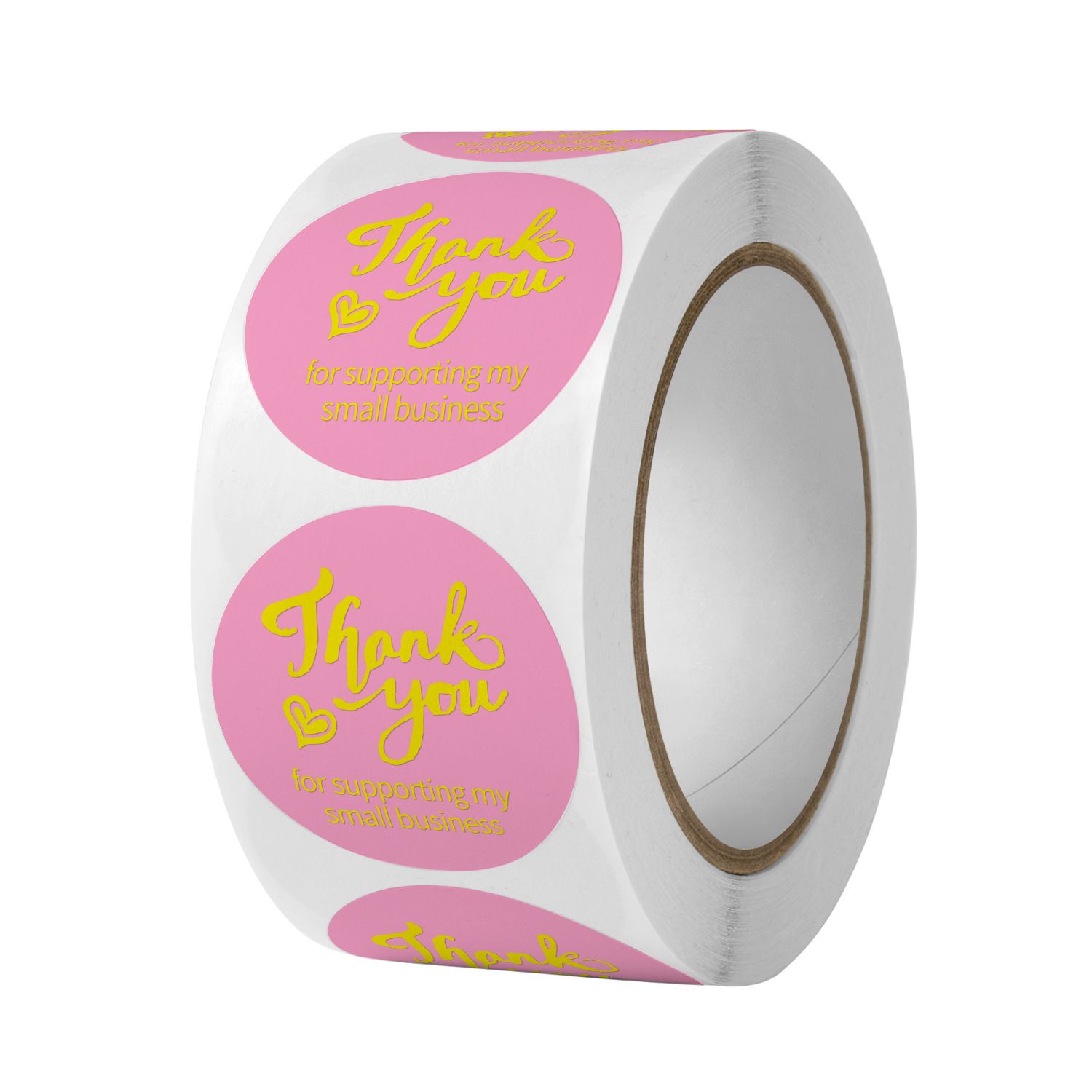 Thank You Stickers - 500 PCS Thank You Label Roll Yellow Pink Stickers Labels view 2