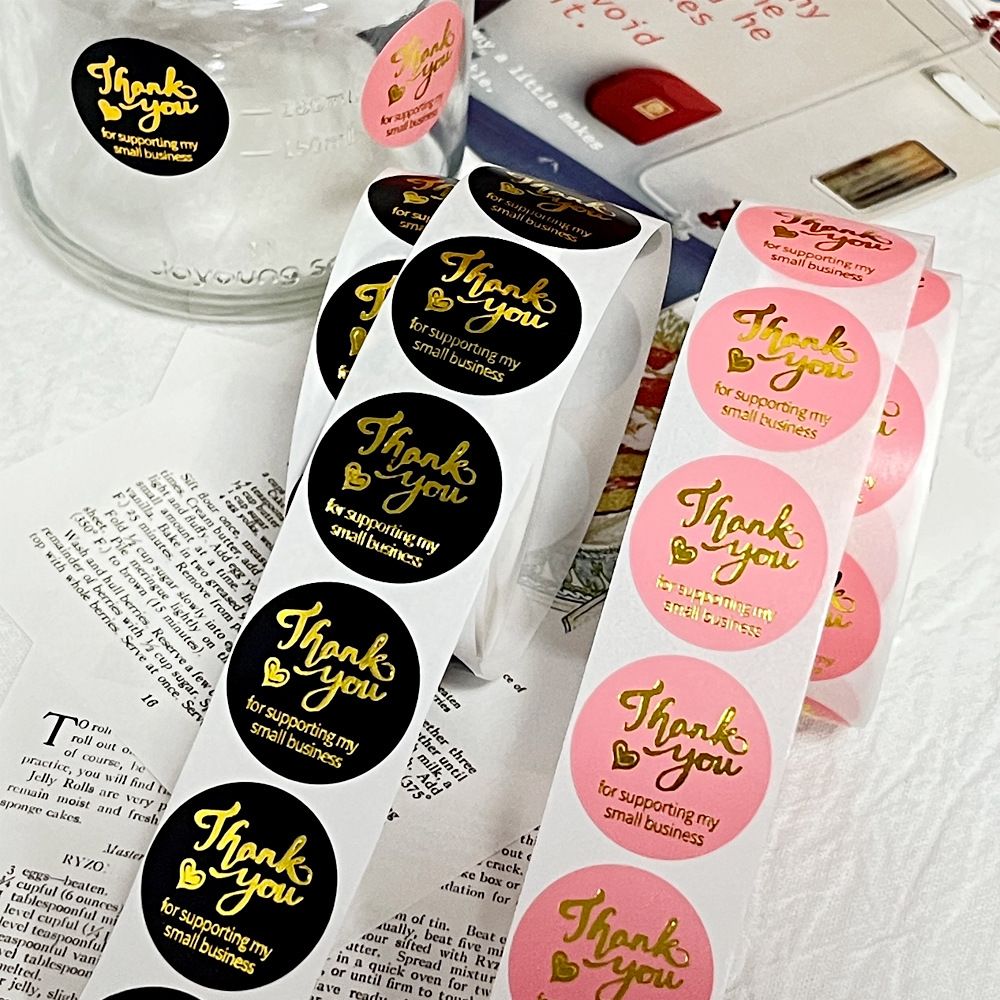 Thank You Stickers - 500 PCS Thank You Label Roll Yellow Pink Stickers Labels view 3