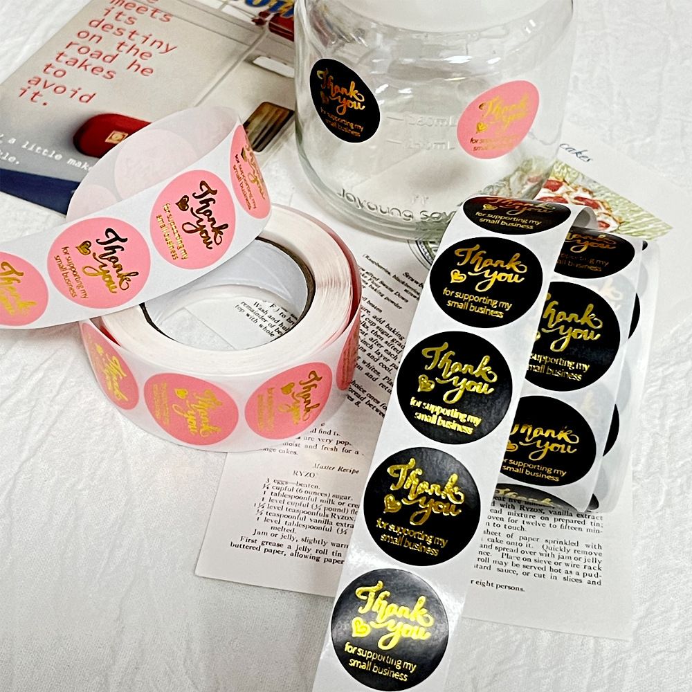 Thank You Stickers - 500 PCS Thank You Label Roll Yellow Pink Stickers Labels view 4