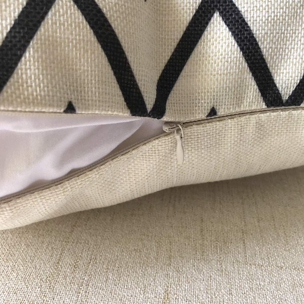 Square Decorative Throw Pillows Cushion Covers Cotton Linen Black& Beige view 5