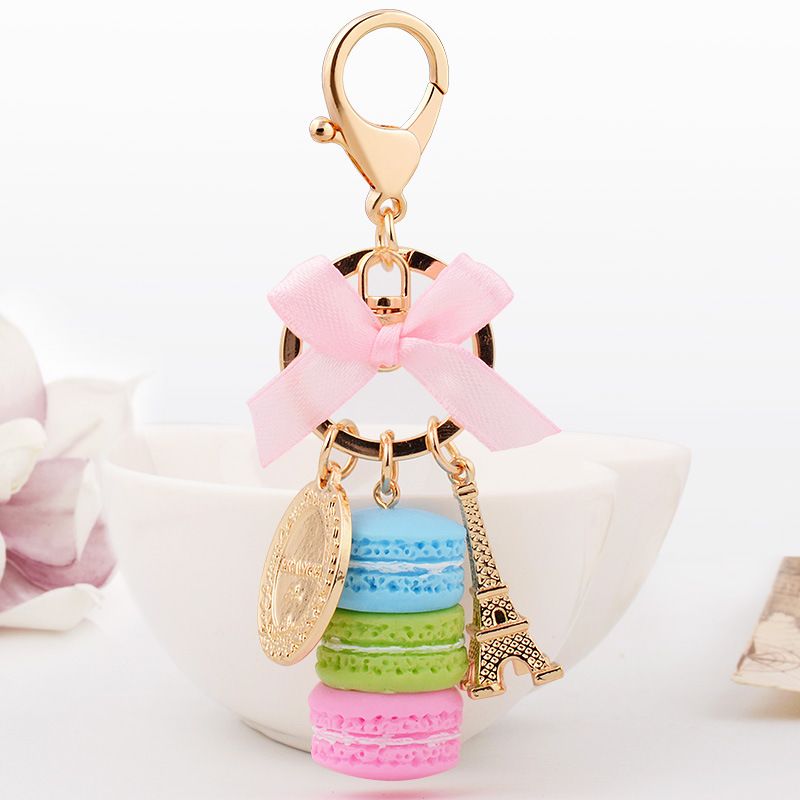 Cake Eiffel Tower Keychain Bowknot Car Keyring Bag Purse Pendant Cake Eiffel view 2