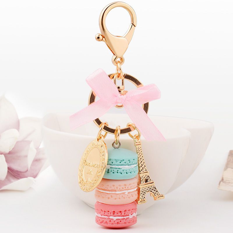 Cake Eiffel Tower Keychain Bowknot Car Keyring Bag Purse Pendant Cake Eiffel view 3