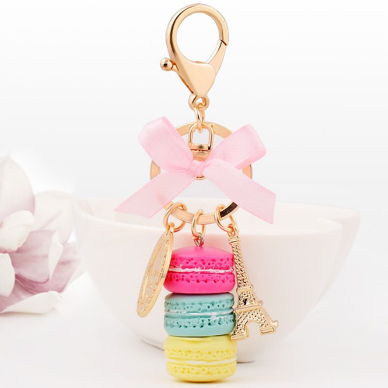 Cake Eiffel Tower Keychain Bowknot Car Keyring Bag Purse Pendant Cake Eiffel view 4