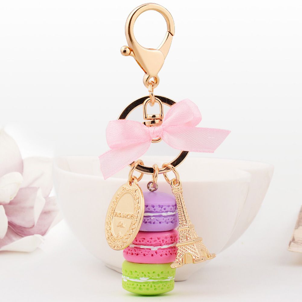 Cake Eiffel Tower Keychain Bowknot Car Keyring Bag Purse Pendant Cake Eiffel view 5