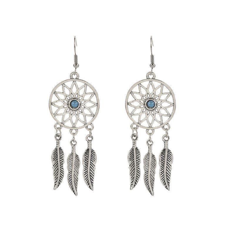 Blue Turquoise Earrings for Women Vintage Bohemian Western Jewelry Native