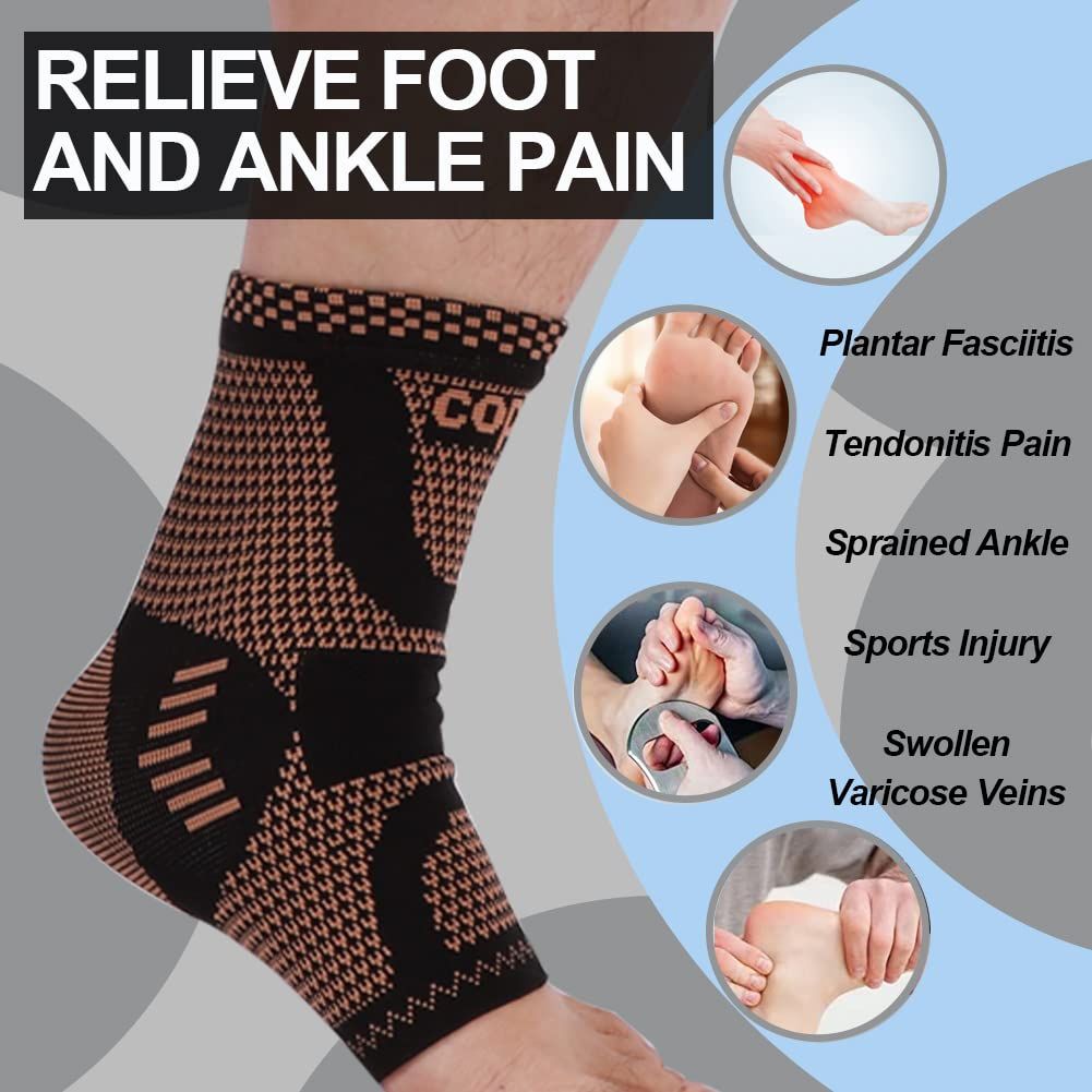 Copper Ankle Brace, Copper Infused Ankle Support Compression Sleeve for Men & view 3