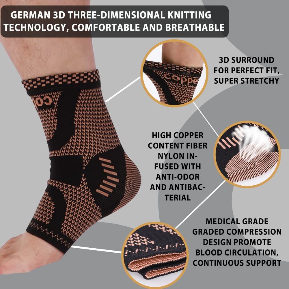 Copper Ankle Brace, Copper Infused Ankle Support Compression Sleeve for Men & view 4