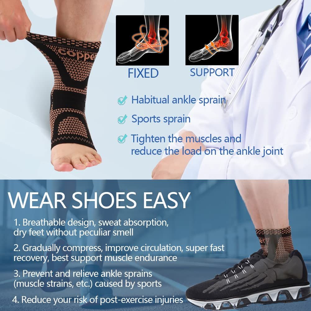 Copper Ankle Brace, Copper Infused Ankle Support Compression Sleeve for Men & view 5