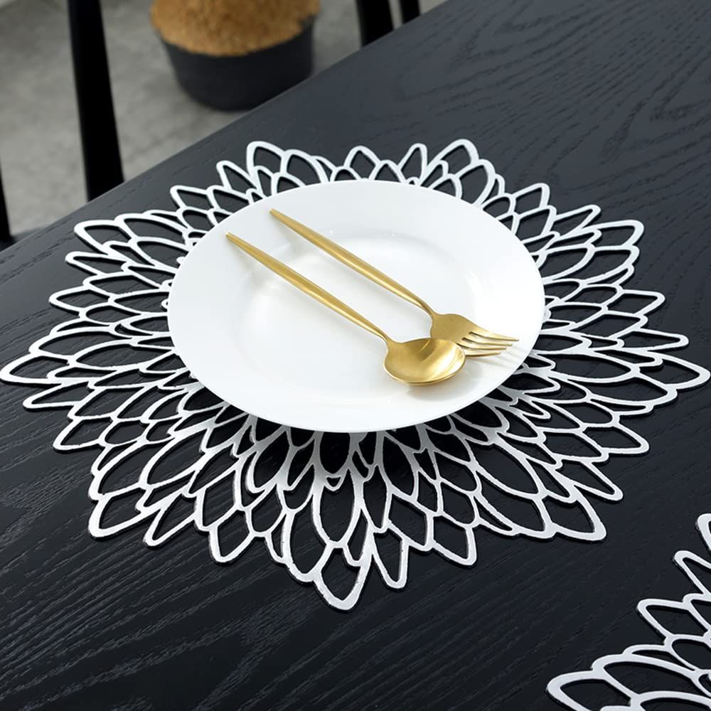 Placemats 15 inch Pressed Vinyl Round Table Mates for Dining Table view 4