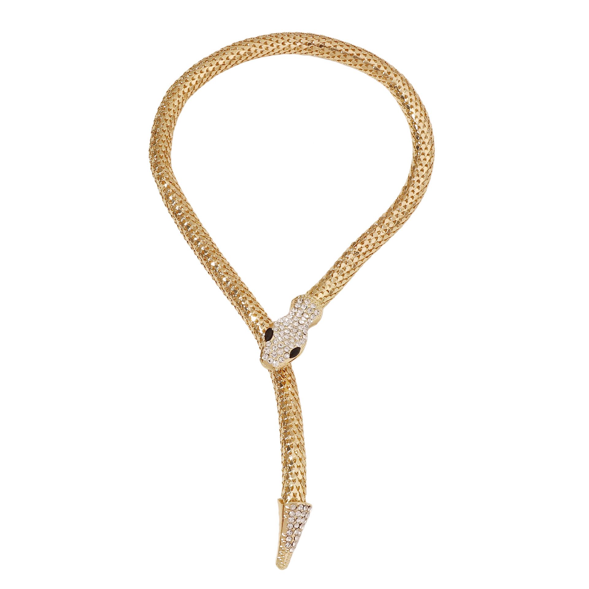 Fashion Femme Jewelry Full Rhinestone Accessories gold Crystal Snake long
