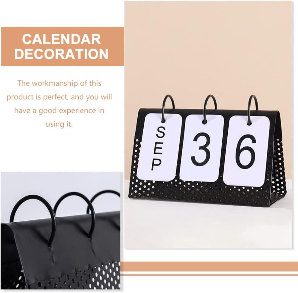 Home Decor Vintage Decor Metal Desk Calendar Iron Desktop Perpetual Calendar view 4