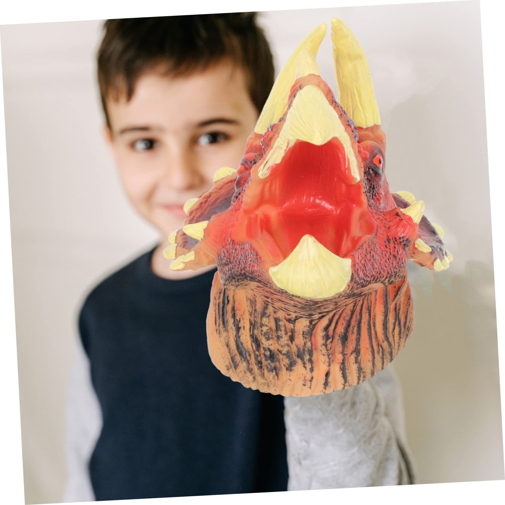 Educational Dinosaur Toy Triceratops Hand Puppet Toys Puppets for Kids Dino view 2