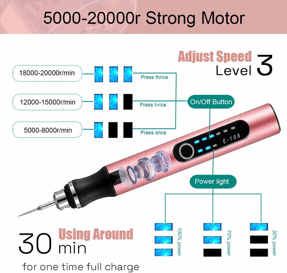Mini Electric Engraver Etching Machines Cordless Rotary Tools Engraved Jewelry view 2