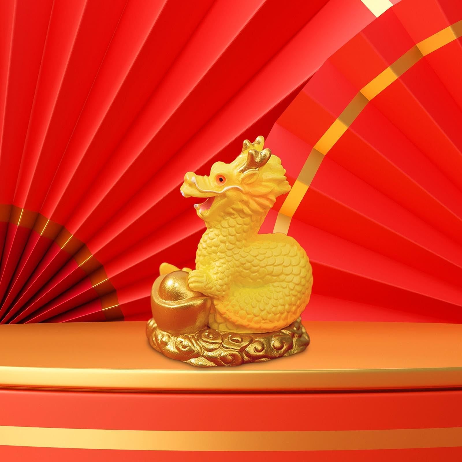 Chinese Golden Dragon Statue Animals Sculpture Attract Wealth And Protect Your view 3