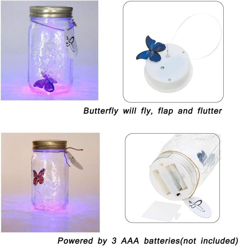 Butterfly in a Jar, Glass Animated Butterfly Jar That Moves With LED Light view 4