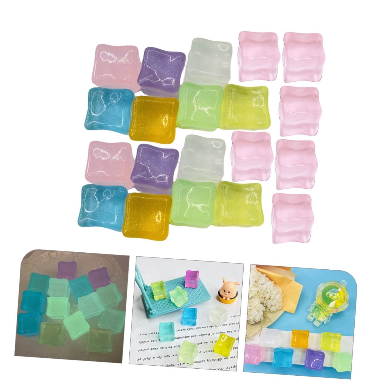 24 pcs Simulated Fluorescent Ice Cubes House Accessories for Home Decoration view 5