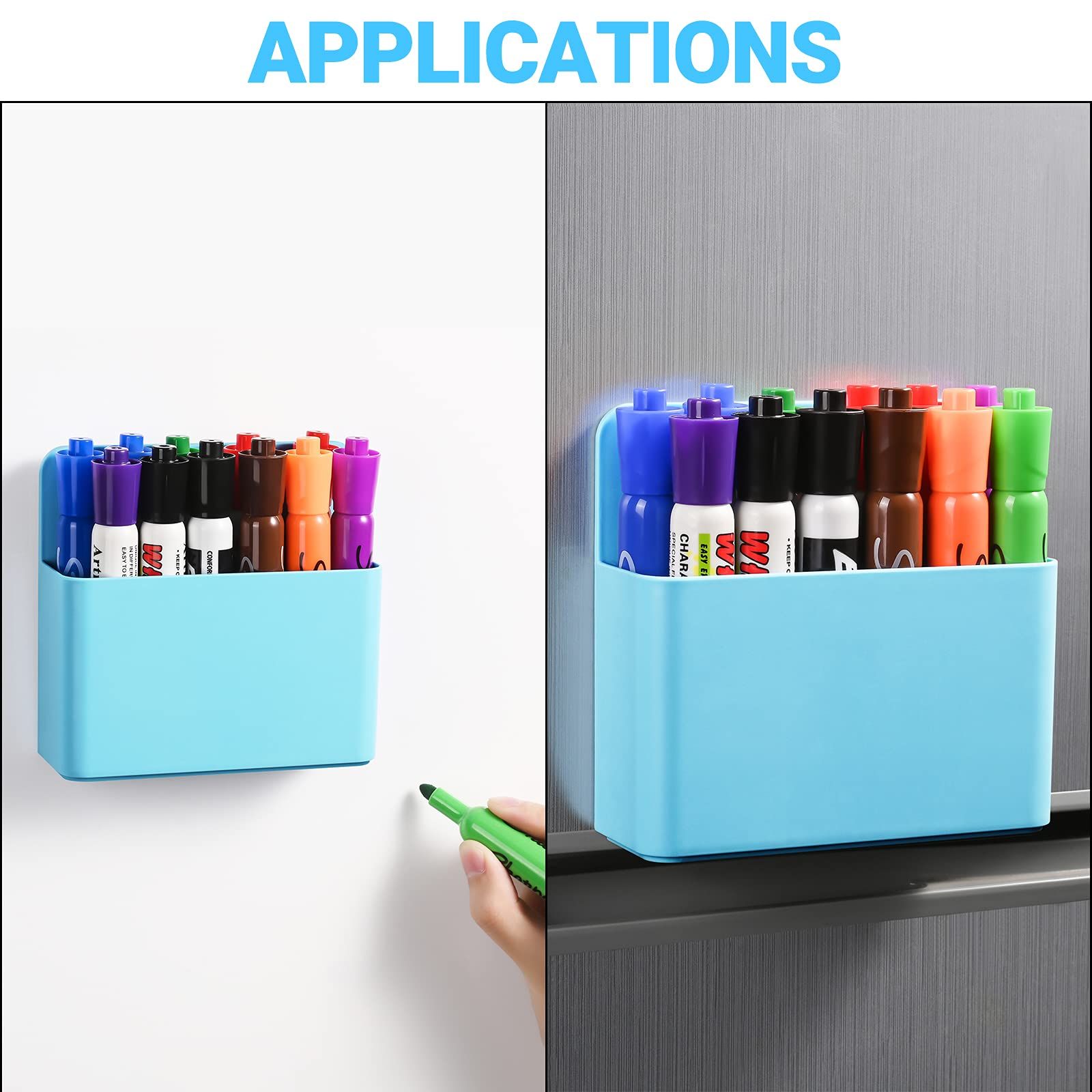 Pen Organizer Magnetic Fridge Storage Box Cans Marker Pencil Pen Holder Desk view 5