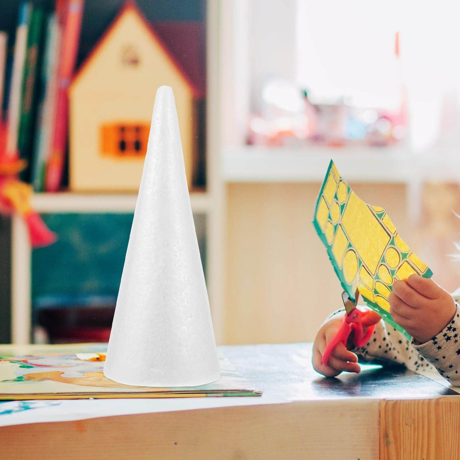Foam Cone Polystyrene Cone Shapes White Christmas Tree Crafts Table view 4