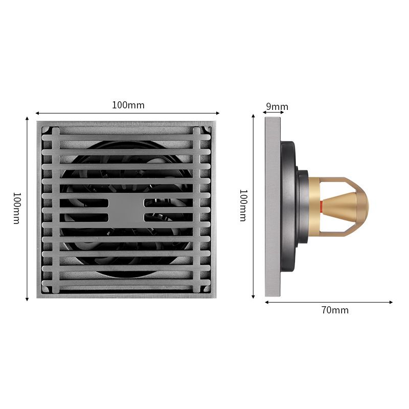 Square Shower Drain with Removable Wedge Wire Pattern Grate view 4
