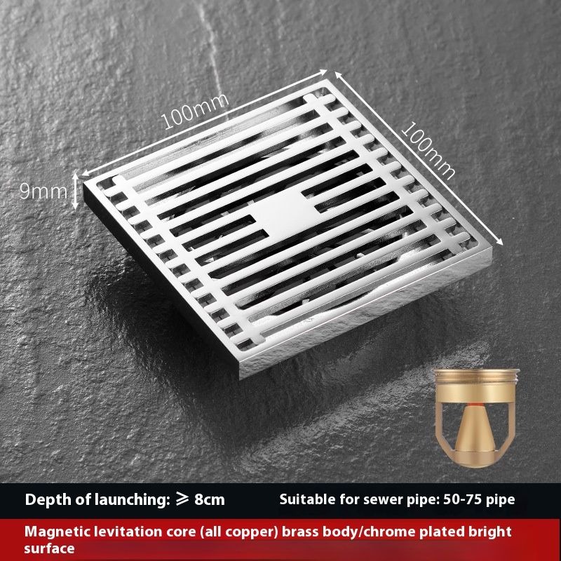 Square Shower Drain with Removable Wedge Wire Pattern Grate view 5