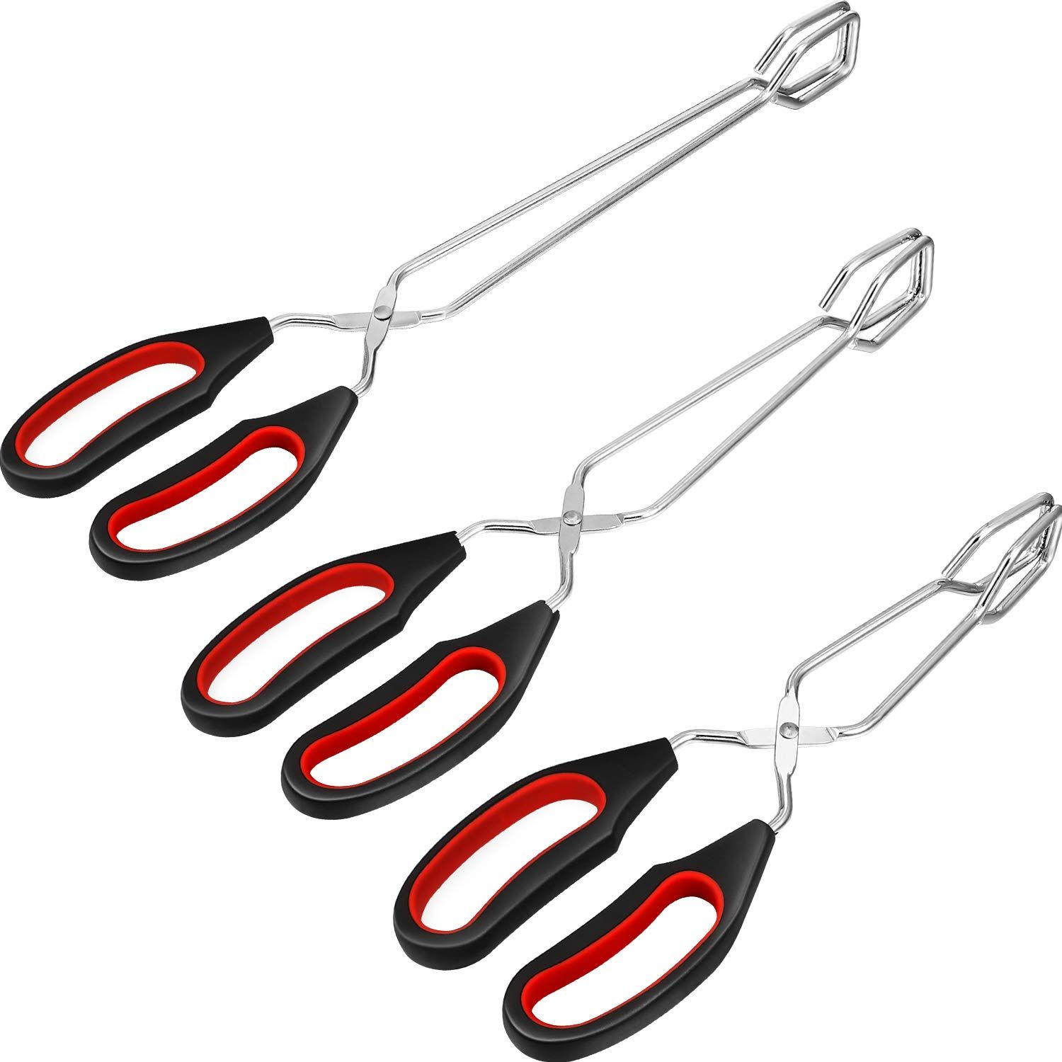 3 Pack Stainless Steel Scissor Tongs 9/11/ 12 Inch Cooking Scissor Tongs