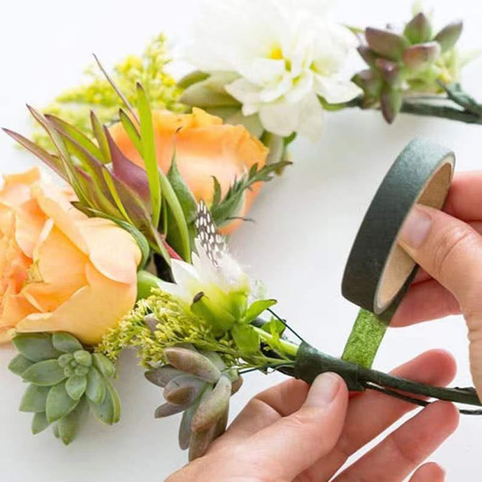 12 Rolls 0.43 Inch 22 Yard Green Floral Tape for Bouquet Stem Wrapping - Adhesive view 2