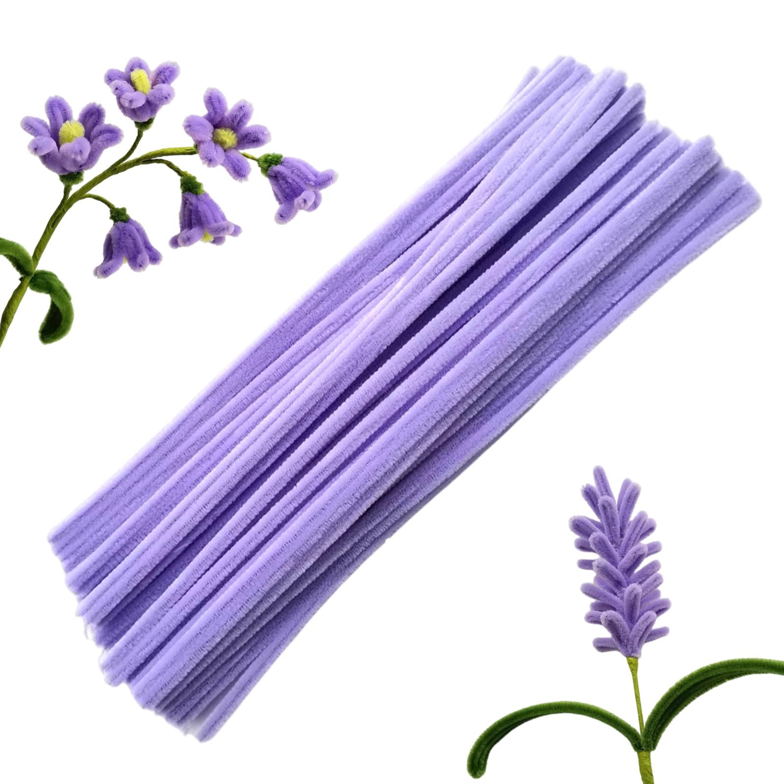 100 Pieces Light Purple Pipe Cleaner Craft Set — image 1