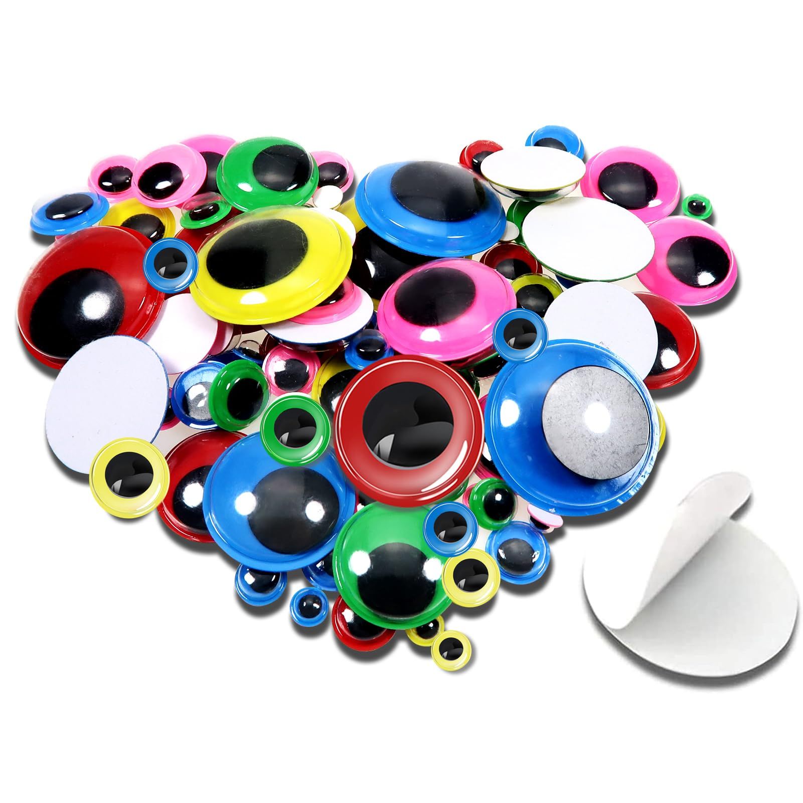 100pcs Eyes Self Adhesive for Craft Sticker Eyes 5mm to 15mm Assorted Colors — image 1