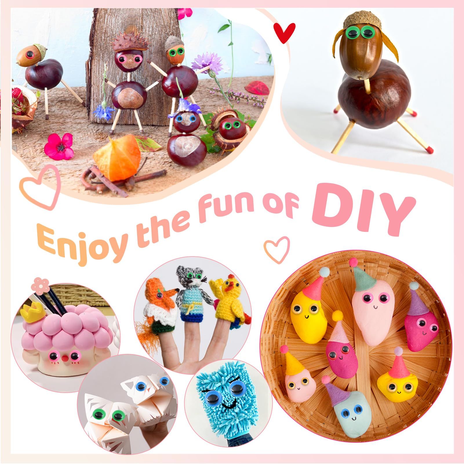 100pcs Eyes Self Adhesive for Craft Sticker Eyes 5mm to 15mm Assorted Colors view 4