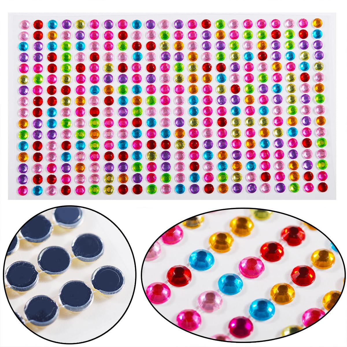 5 sheets Self-Adhesive Colorful Gem Rhinestone Stickers Face Gems Hair Jewels