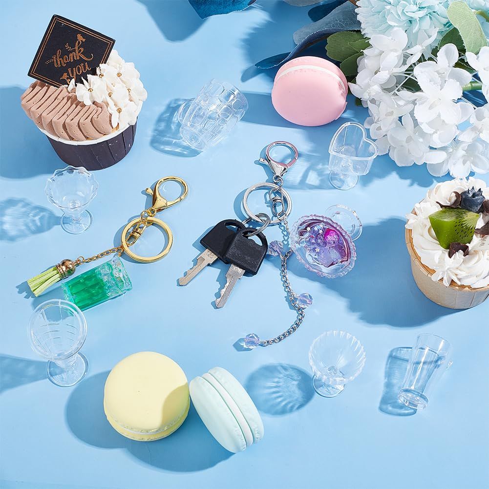 24pcs Mini Cups Keychain Kit Miniature Simulation Plastic Resin Cup Dollhouse view 2