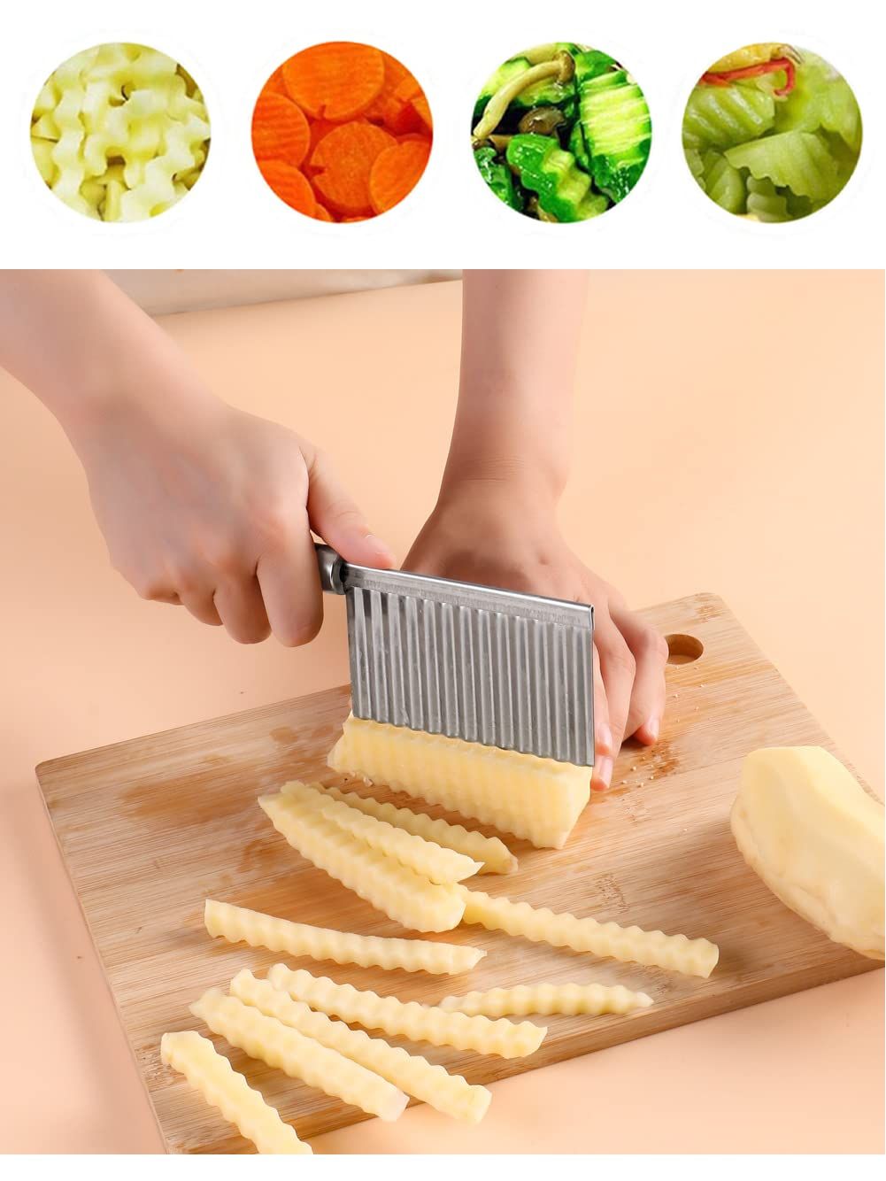 Crinkle Cutter Knife Stainless Steel Cutting Tool for Potato Carrot Chip view 4